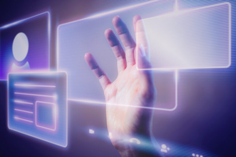Sistemi di firma elettronica, mano che su schermo futuristico